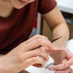 Miyu Kurihara working in her studio on collaborative work done with Yuta Segawa, London 2019